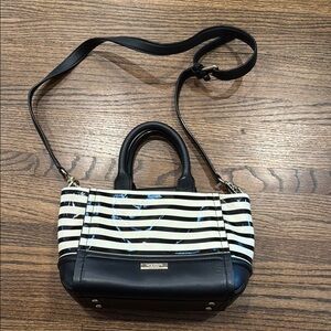Kate Spade Black and White Striped Crossbody Bag